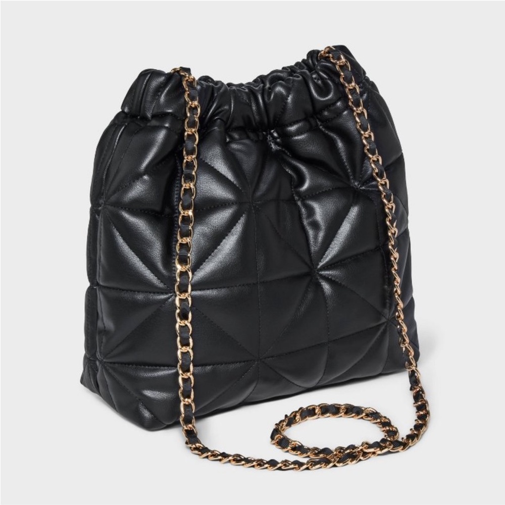 Black quilted bucket bag crossbody bag - Picture 6 of 12
